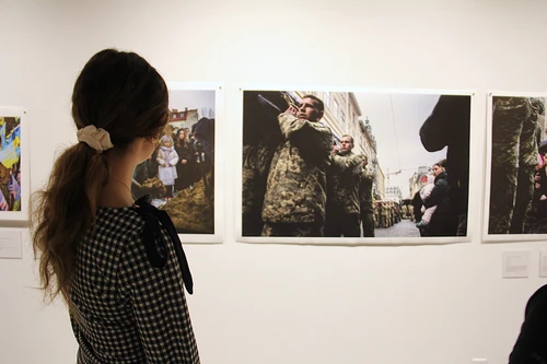 Sophomore business administration major Sydney Rice explores the exhibit.